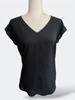 Express Black V-Neck Cap Sleeve Blouse Top